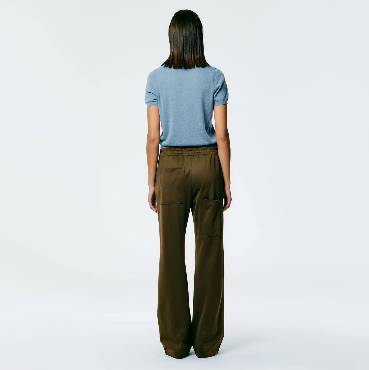 Tibi Active Knit "Scottie" Joggers in "Wood" Green, size XL