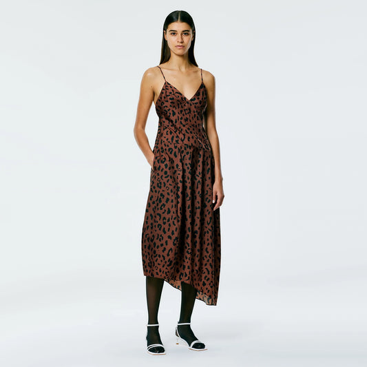 Tibi Recycled Sporty Nylon Cheetah Cami Dress, size 8