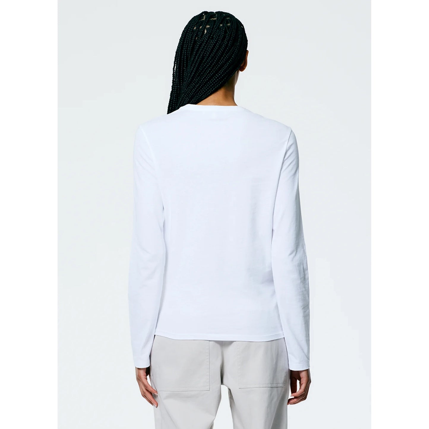 Tibi Long Sleeve Fitted Tee in White, size XL