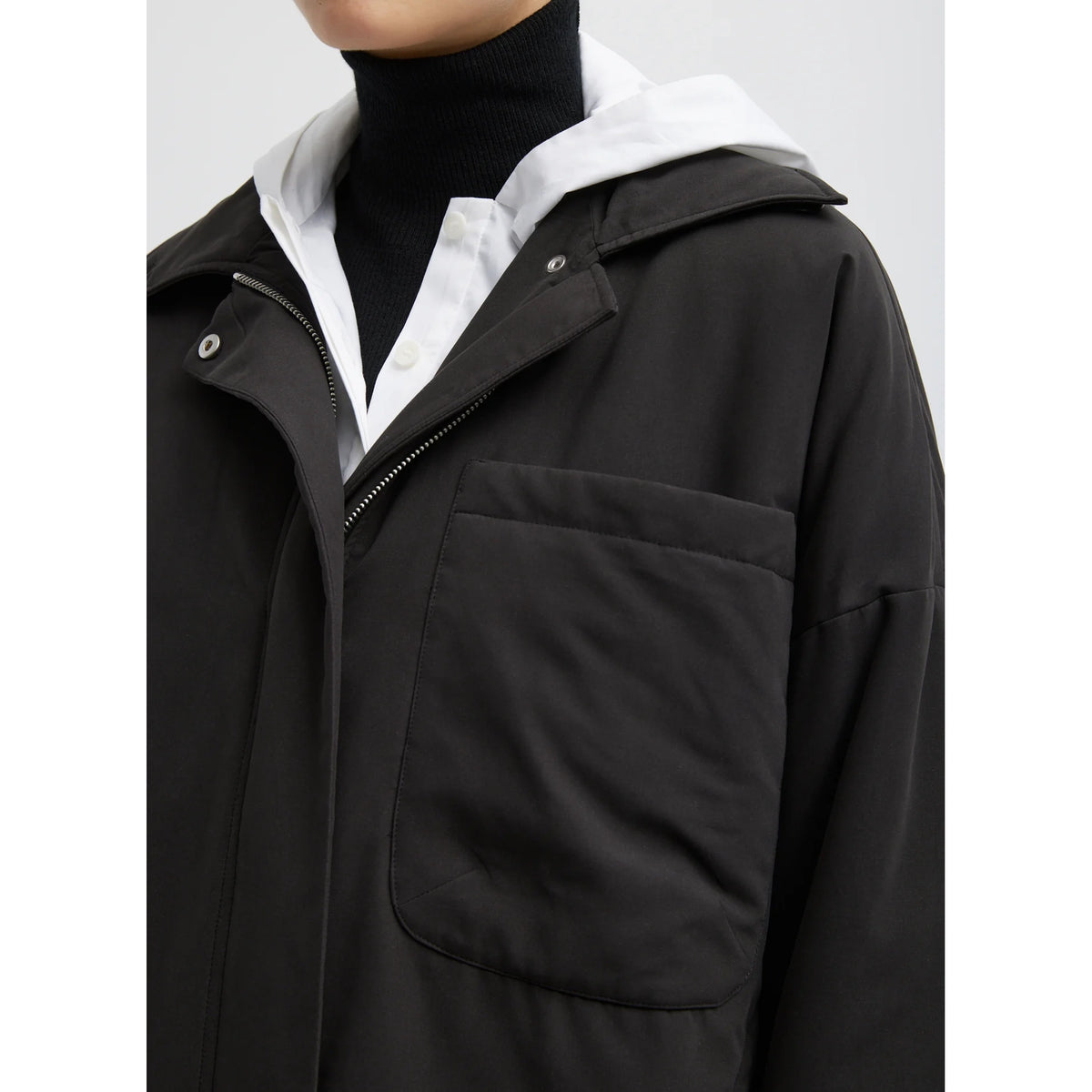 Tibi Clyde Padding Shirt Jacket in Black, size Small