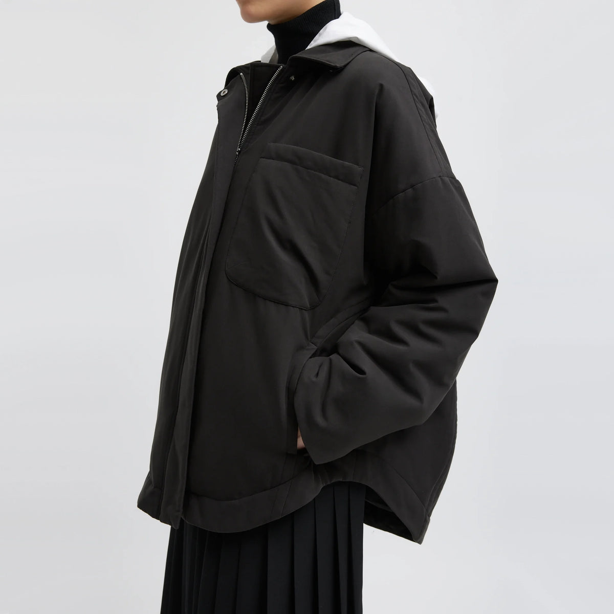 Tibi Clyde Padding Shirt Jacket in Black, size Small