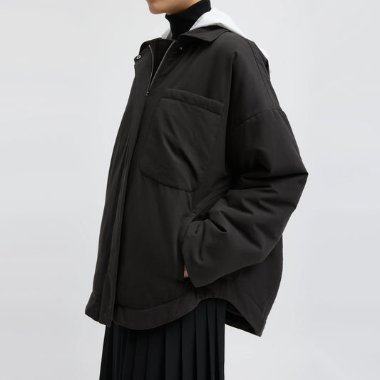 Tibi Clyde Padding Shirt Jacket in Black, size Small