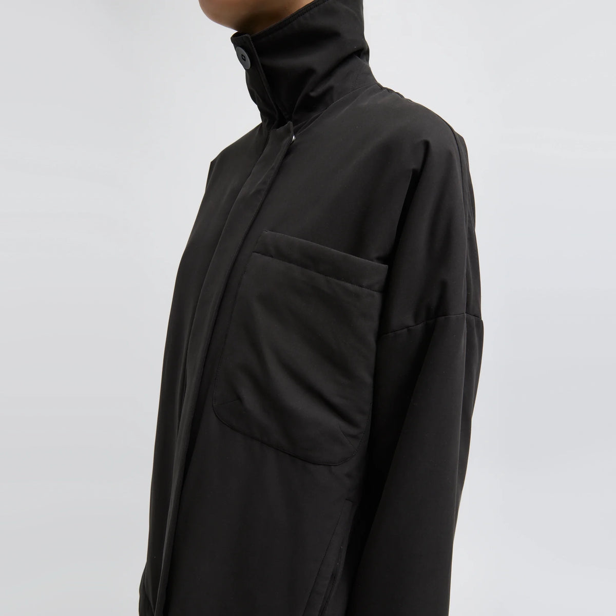 Tibi Clyde Padding Shirt Jacket in Black, size Small