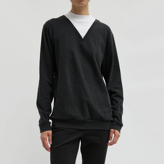 Tibi Perfect T-Shirt Trompe L'oeil Top in Grey Multi, size Small