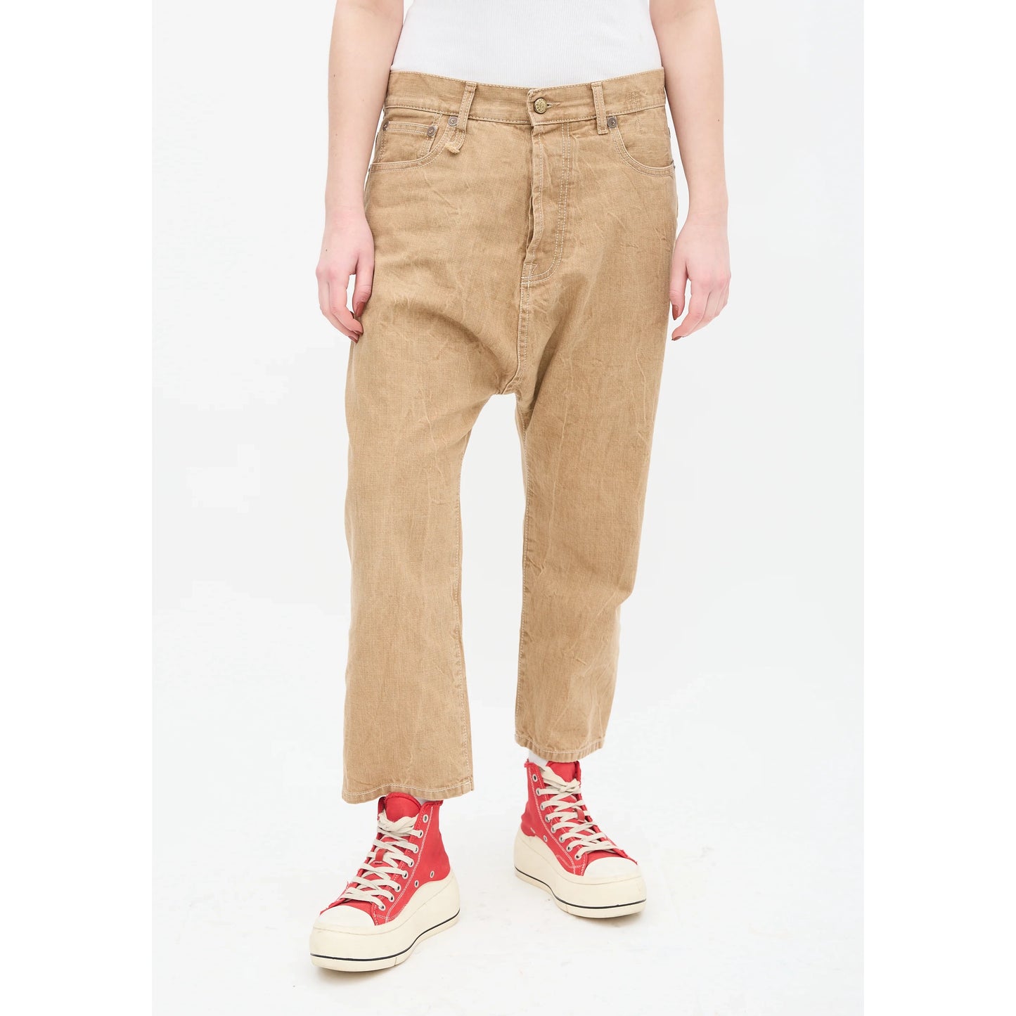 R13 tailored drop jean in "Kurtis Khaki", size 28