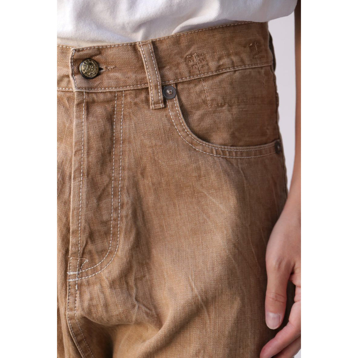 R13 tailored drop jean in "Kurtis Khaki", size 28