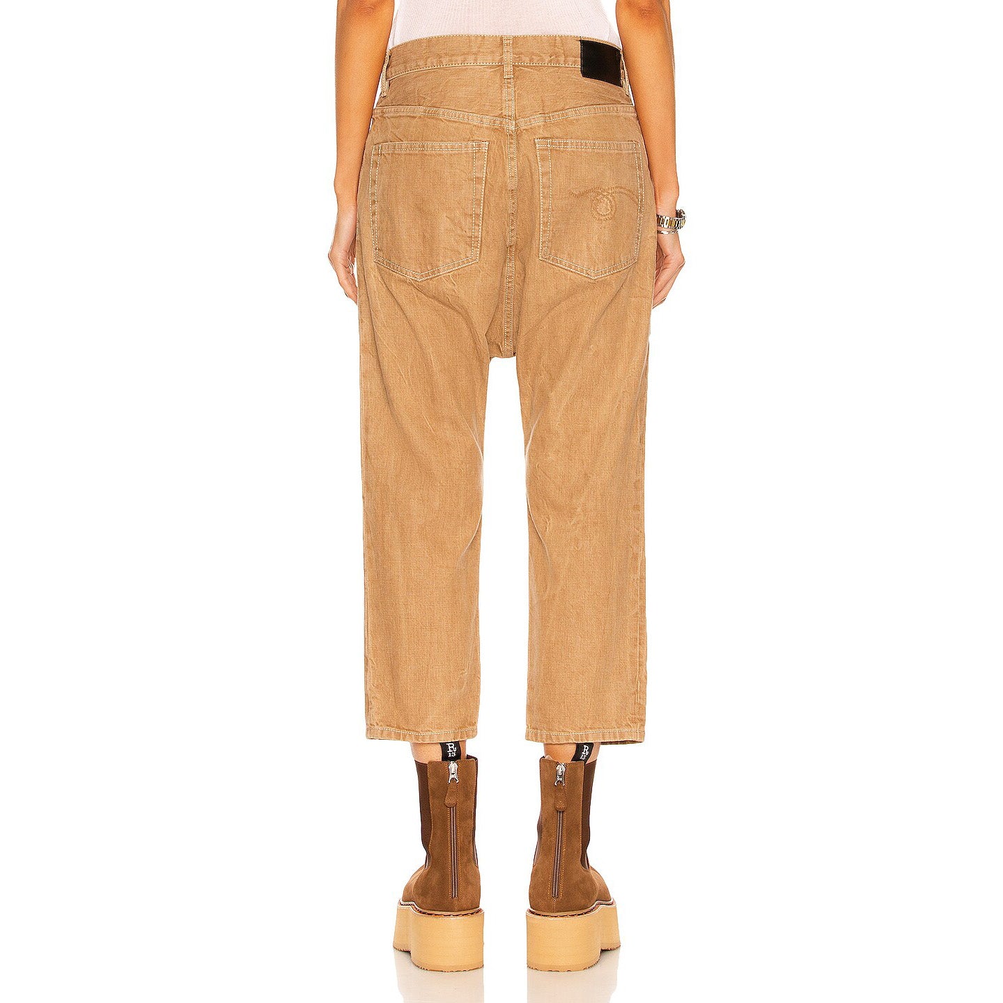 R13 tailored drop jean in "Kurtis Khaki", size 28