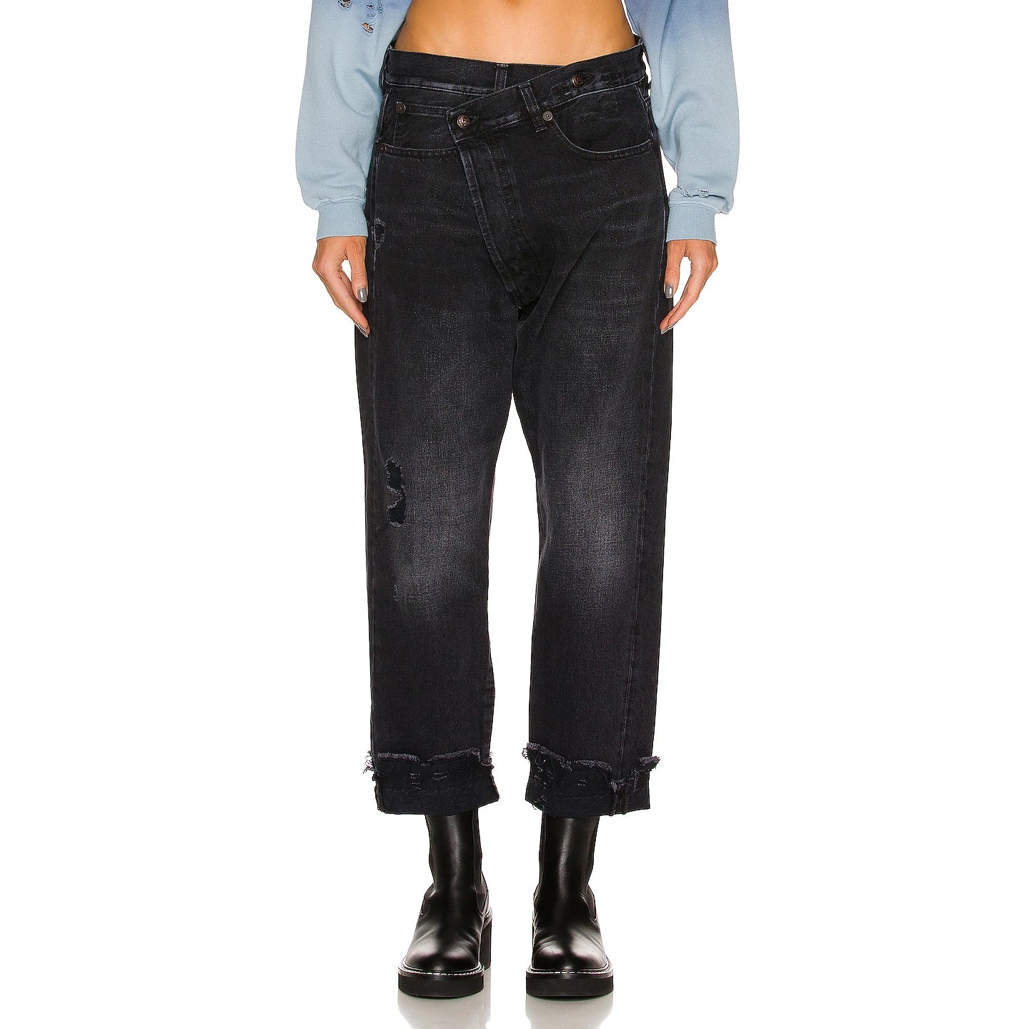 R13 Crossover jeans in Jake Black, size 27 (fits 28)