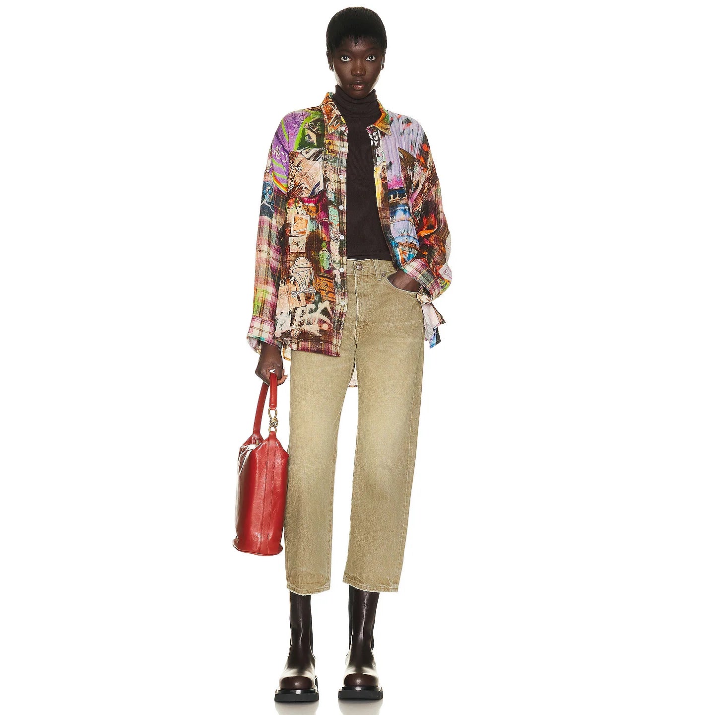 R13 Boyfriend Jeans in Moss Green, size 29