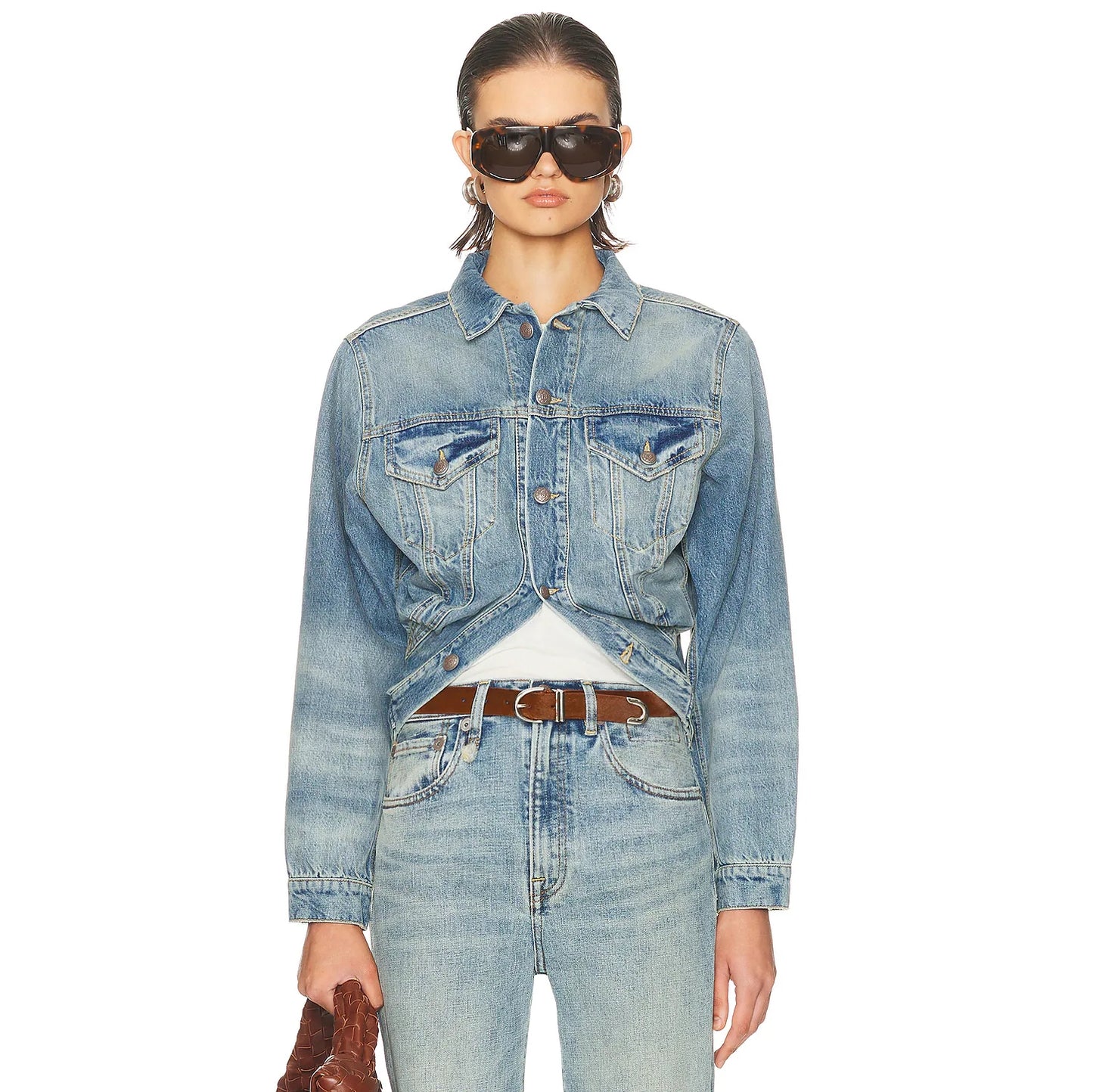 R13 Wrap Around Trucker Jacket in "Merrin Blue", size XS