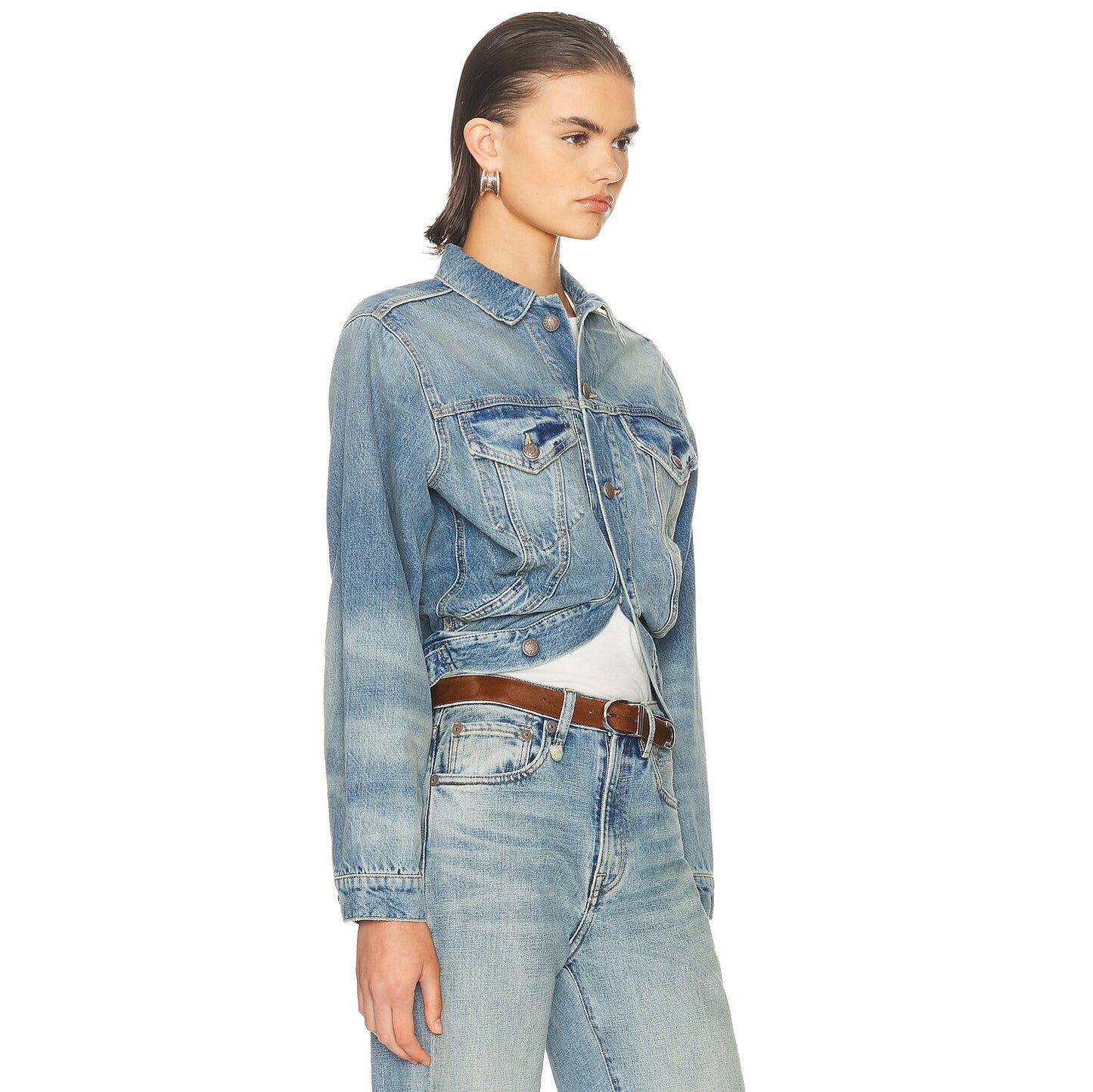 R13 Wrap Around Trucker Jacket in "Merrin Blue", size XS