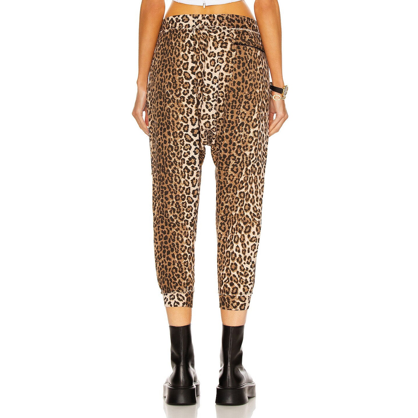 R13 Harem Leopard Cotton Terry Sweatpants, size Small