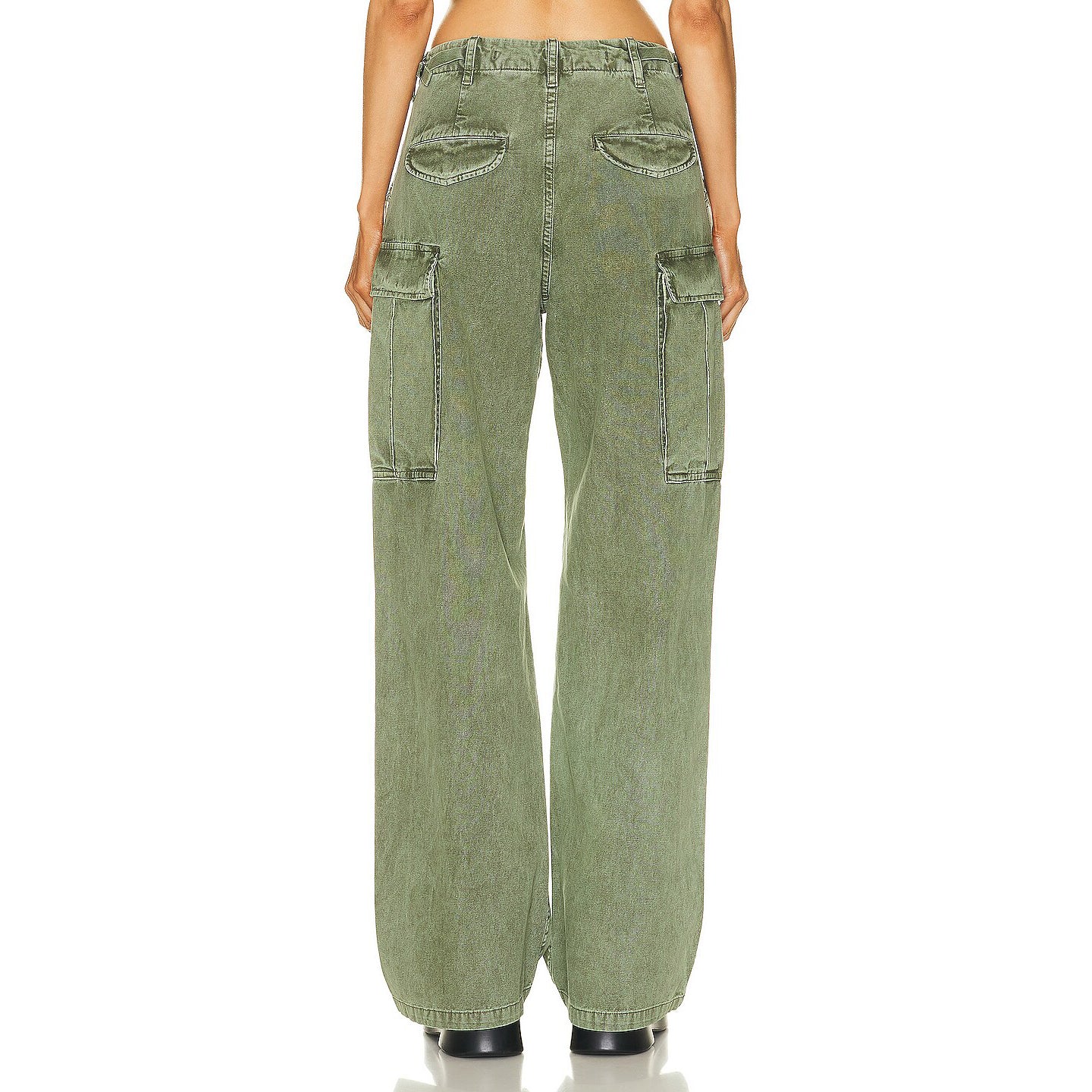 R13 Wide Leg Cargo Pant in Olive, size 23 ** hemmed **