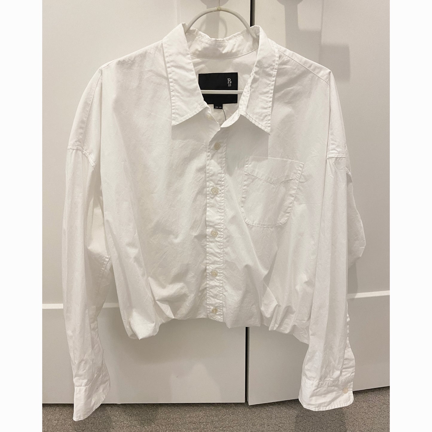 R13 Gathered Hem Shirt in White, size XS
