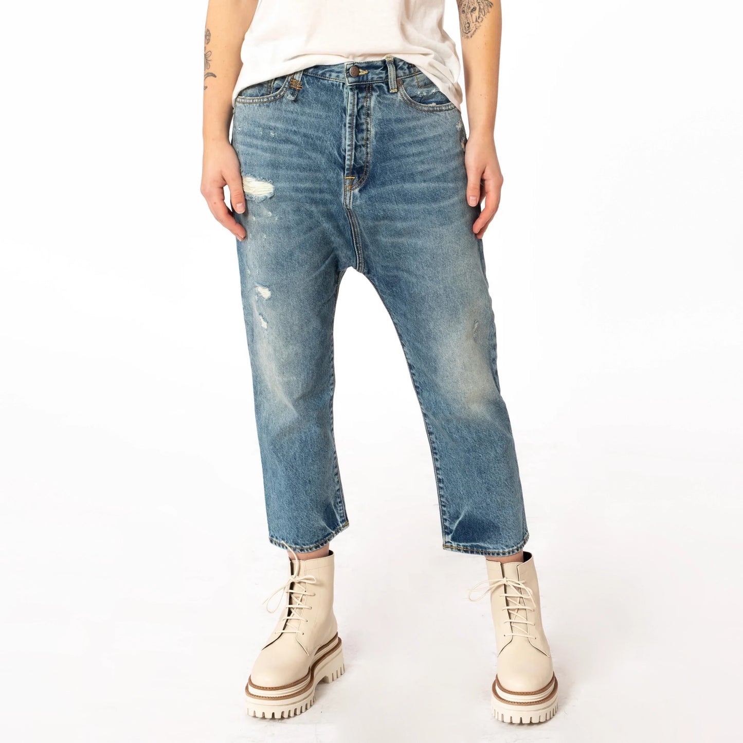 R13 Tailored Drop Jean in "Bain Blue", size 28