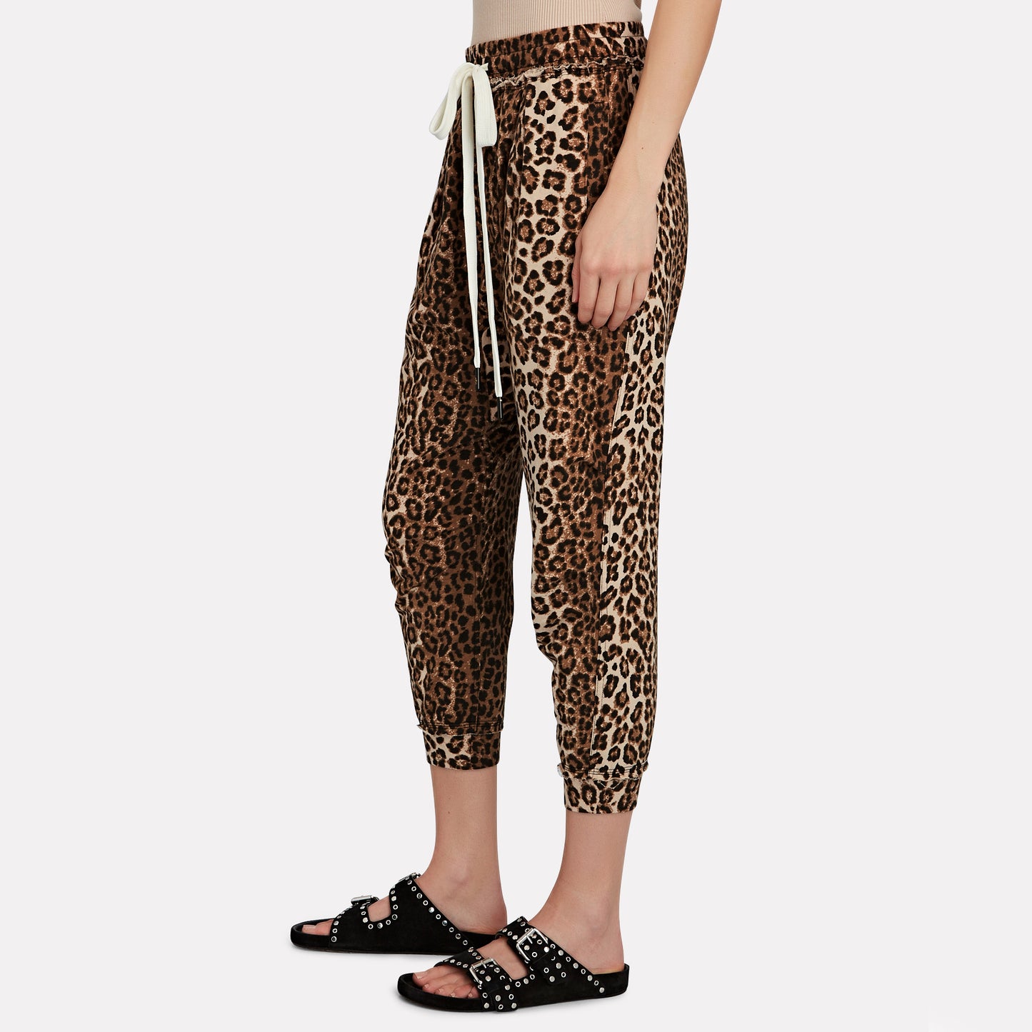 R13 Harem Leopard Cotton Terry Sweatpants, size Small