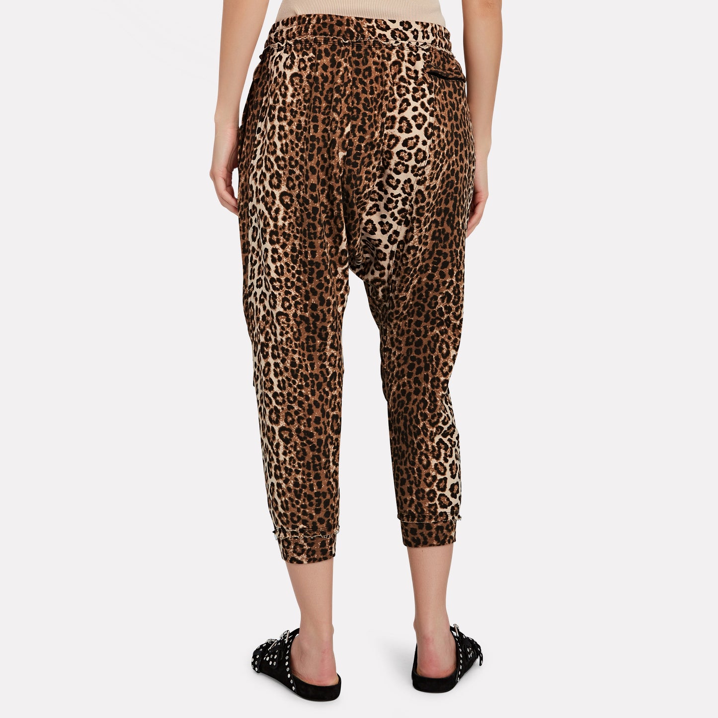 R13 Harem Leopard Cotton Terry Sweatpants, size Small