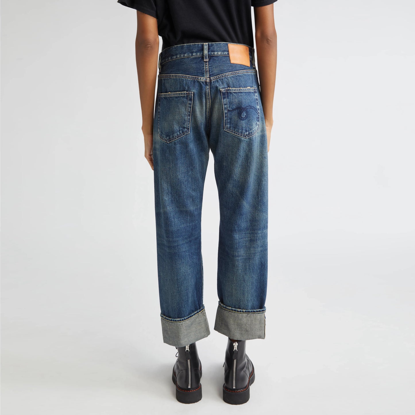 R13 *Limited Edition* Cuffed Boyfriend Jean in Adelaide Selvedge Blue, size 26