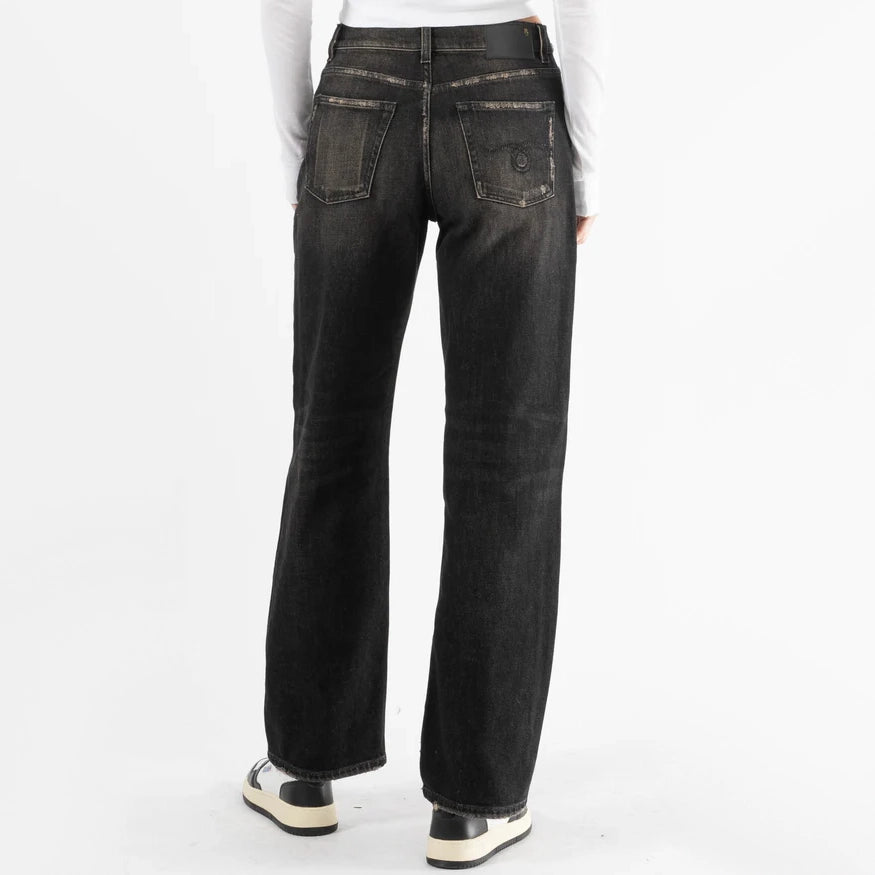 R13 "Alice" Straight Leg Jean in Black, size 29