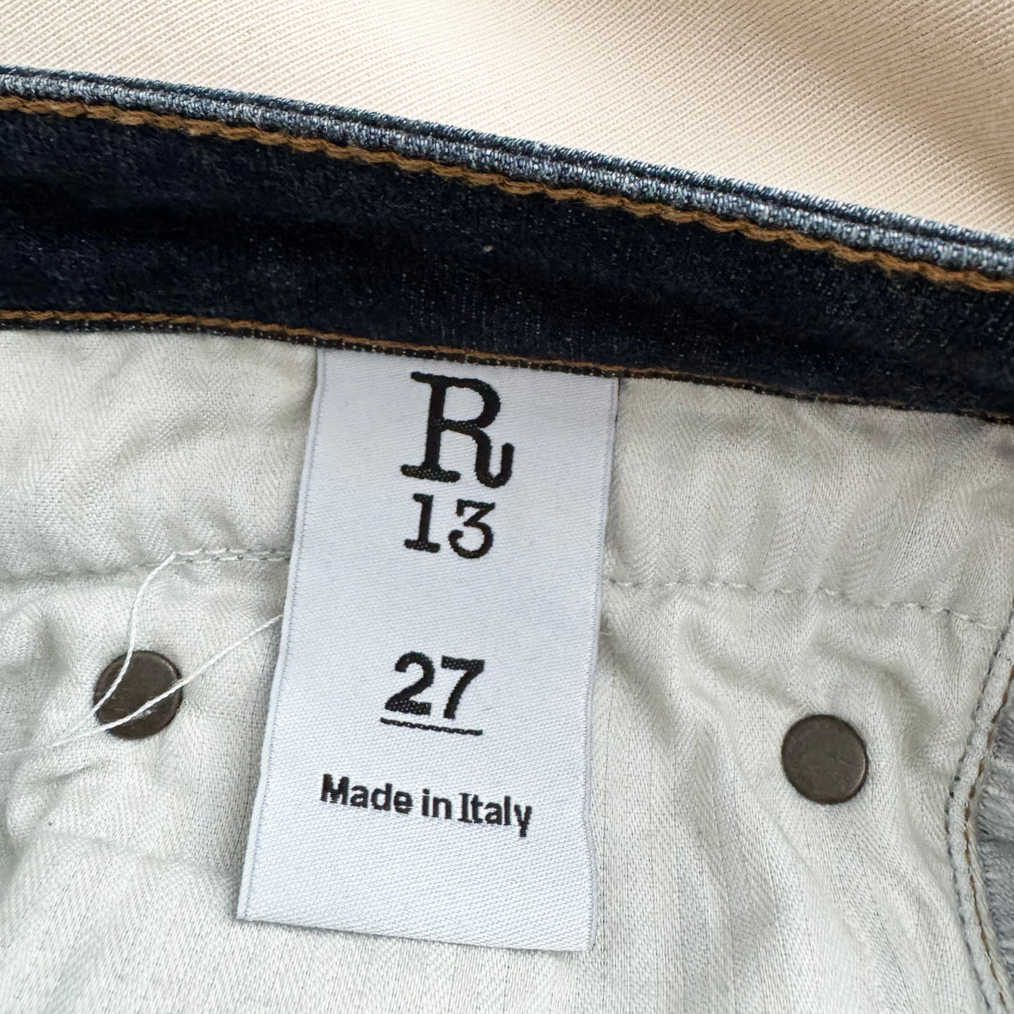 R13 BOY skinny in “dark indigo”, size 27