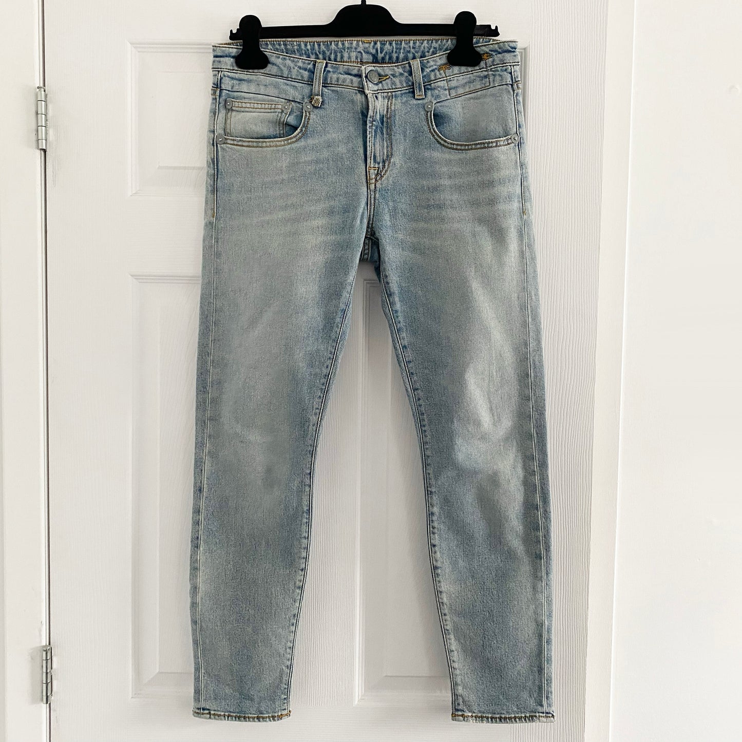 R13 Boy Skinny Jean in "Leyton Clean", size 28