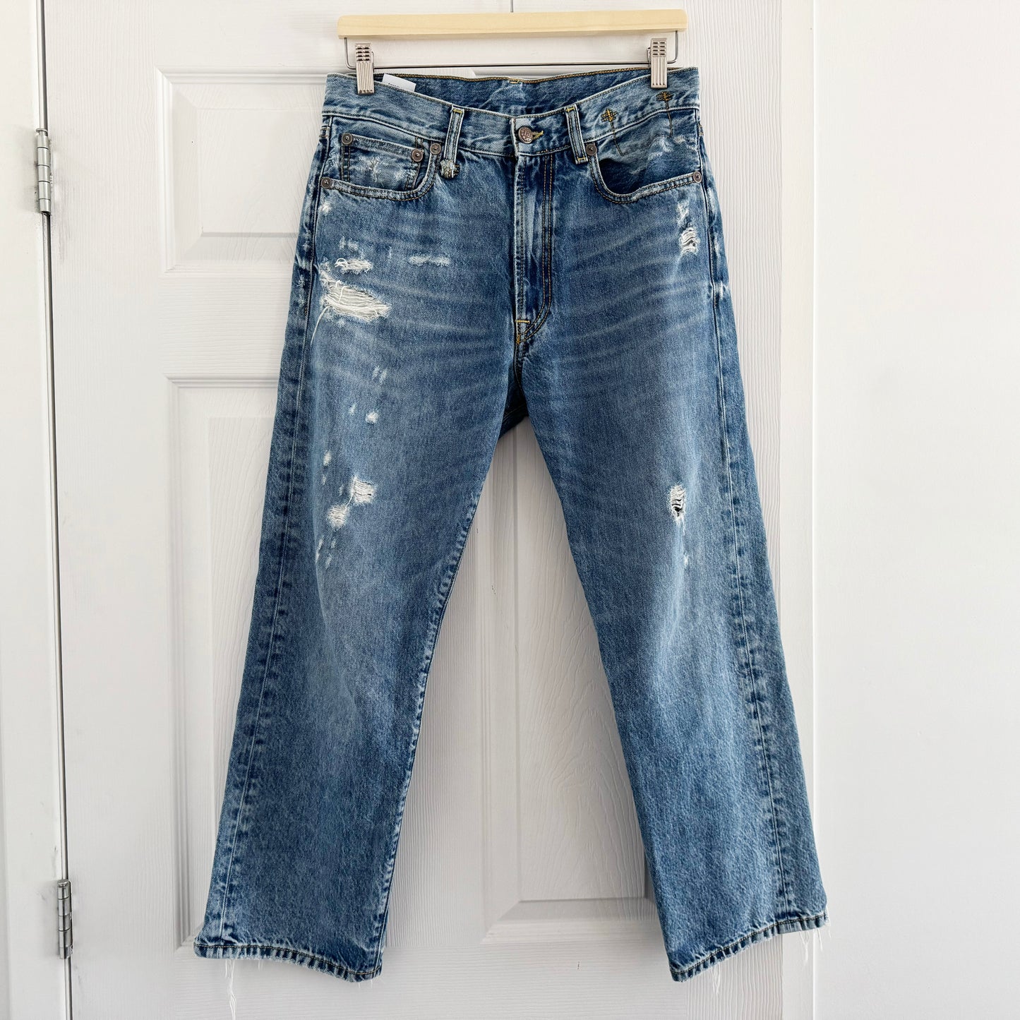 R13 Boyfriend Jean in "Bain w Rips", size 26 (fits 27)