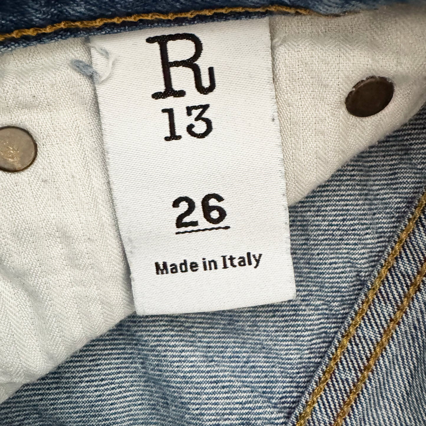 R13 Boyfriend Jean in "Bain w Rips", size 26 (fits 27)