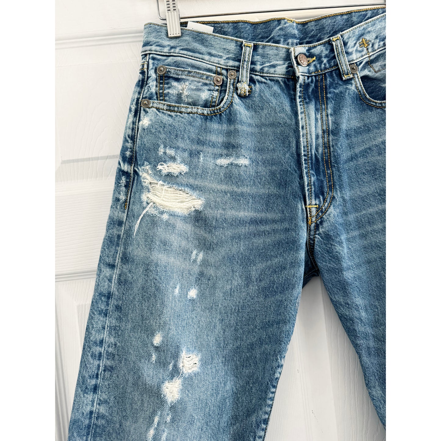 R13 Boyfriend Jean in "Bain w Rips", size 26 (fits 27)