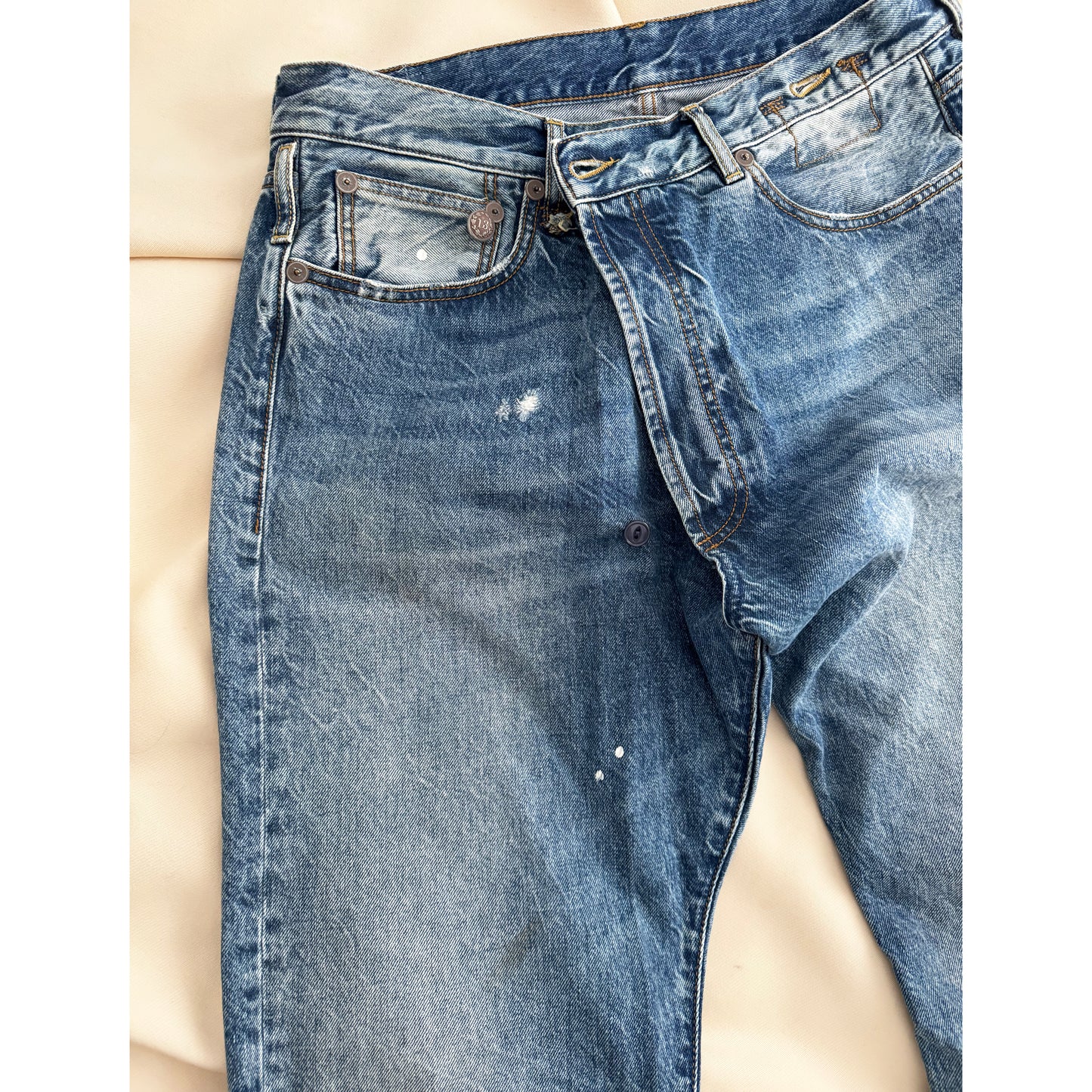 R13 Crossover Jeans in Jasper w Smudge, size 28 (fits 29)