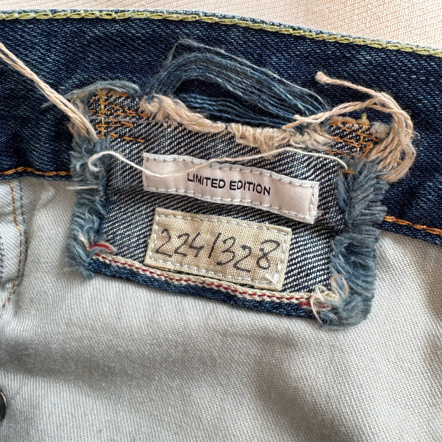 R13 *Limited Edition* Cuffed Boyfriend Jean in Adelaide Selvedge Blue, size 26