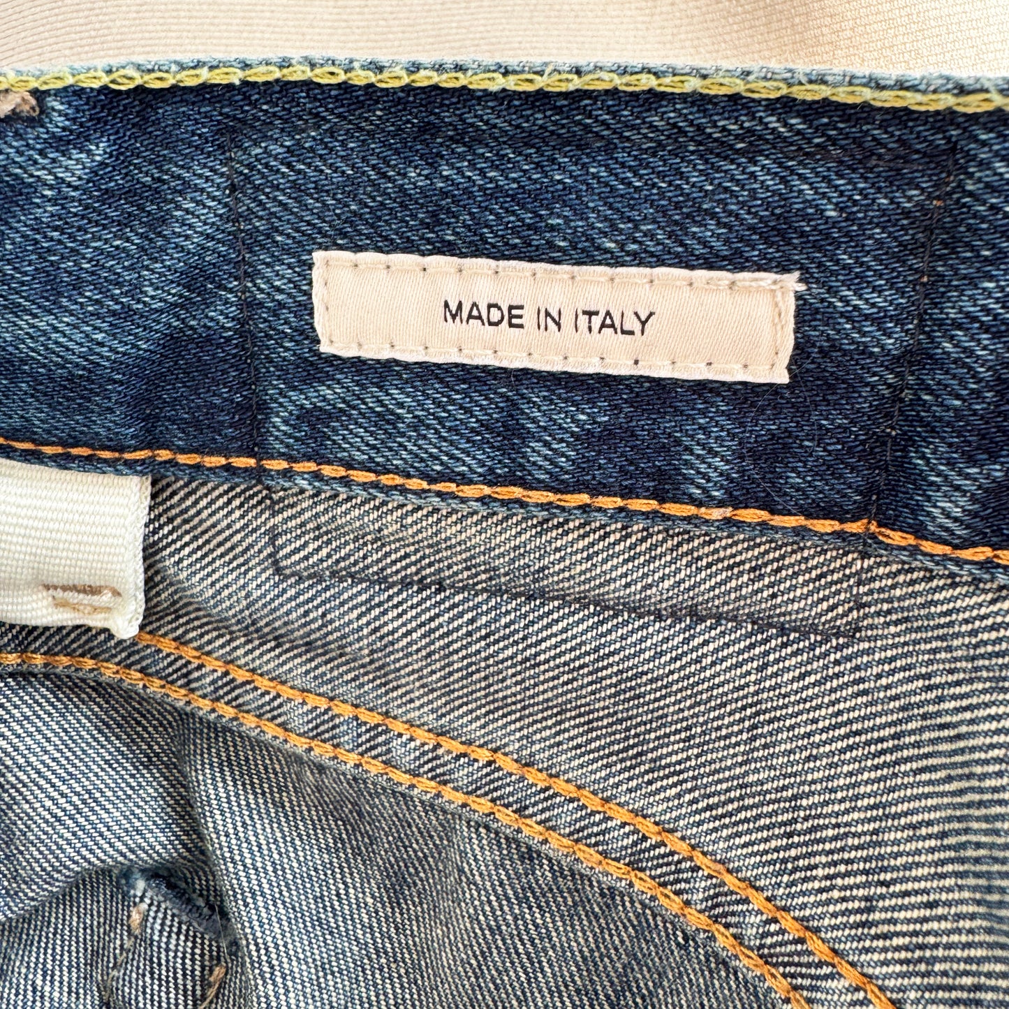 R13 *Limited Edition* Cuffed Boyfriend Jean in Adelaide Selvedge Blue, size 26