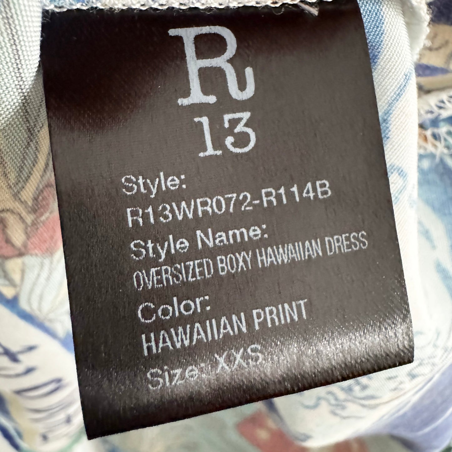 R13 Oversize Boxy Hawaiian Dress, size XXS (fits like XS)