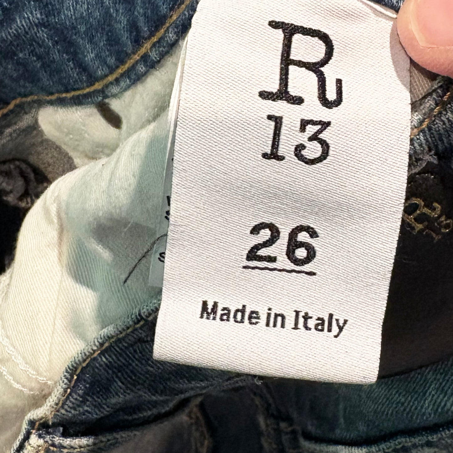 R13 "Jane" Jean in "Kelly Stretch", size 26 ** HEMMED **