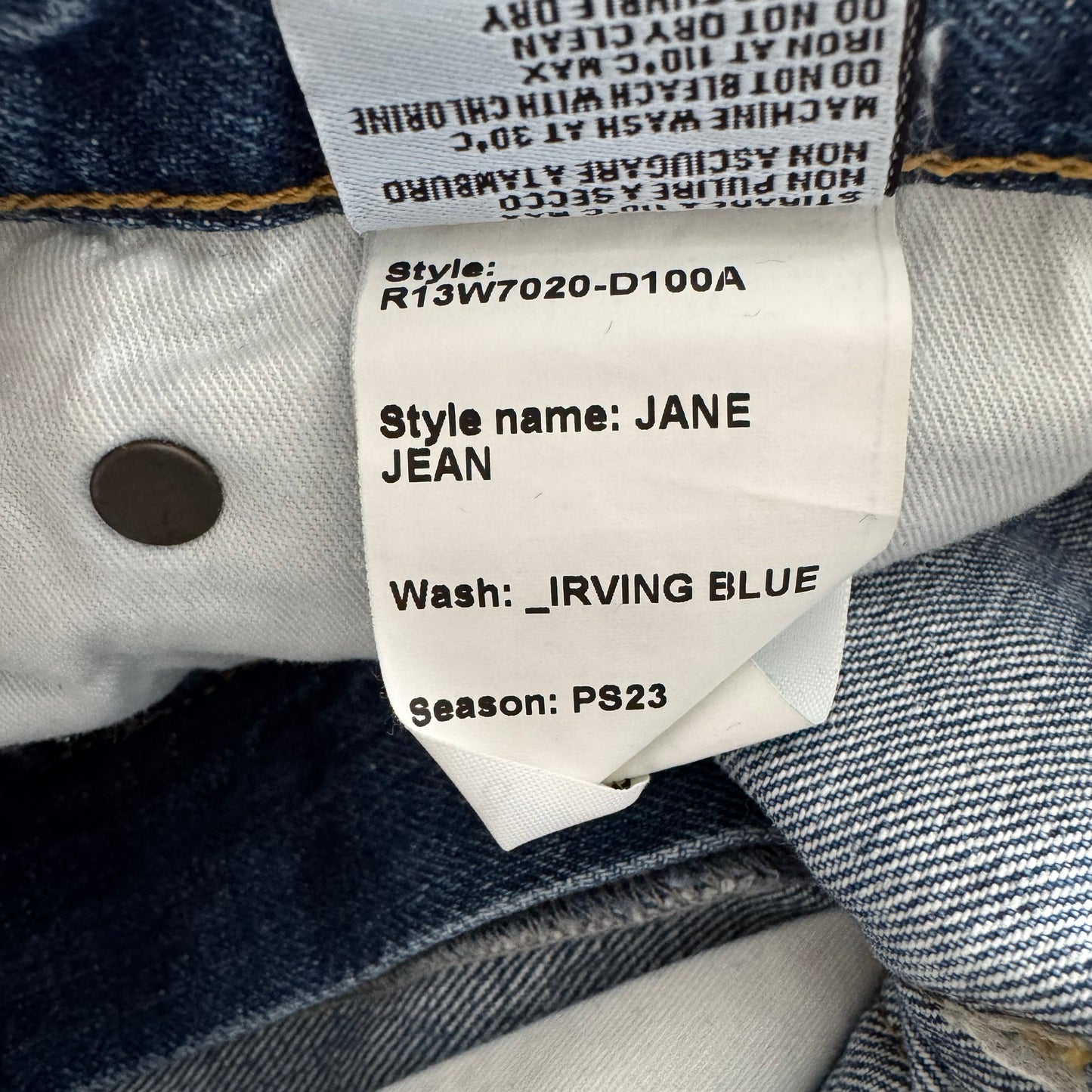 R13 "Jane" Jeans in Irving Blue, size 29 (fits like size 28)