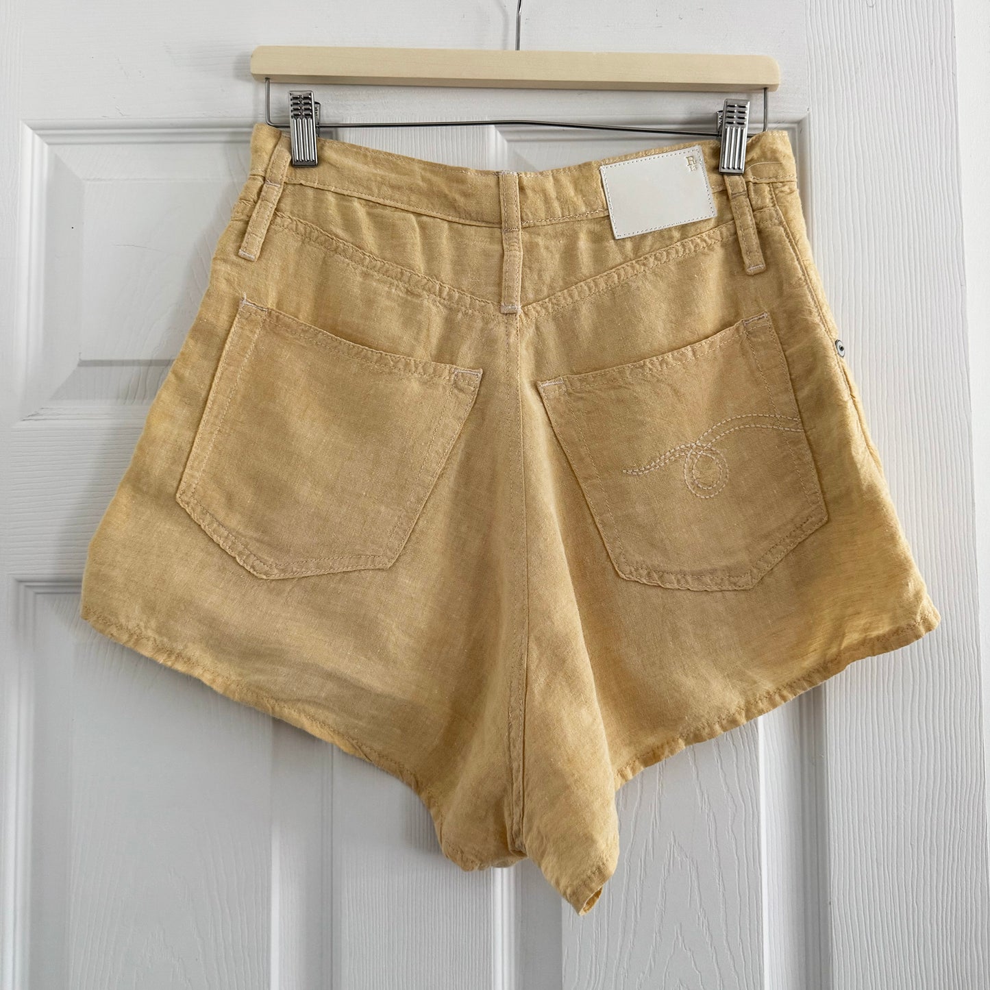 R13 "Double Loop Venti" Short in "Maize linen chambray", size 25 (fits 26 ish)