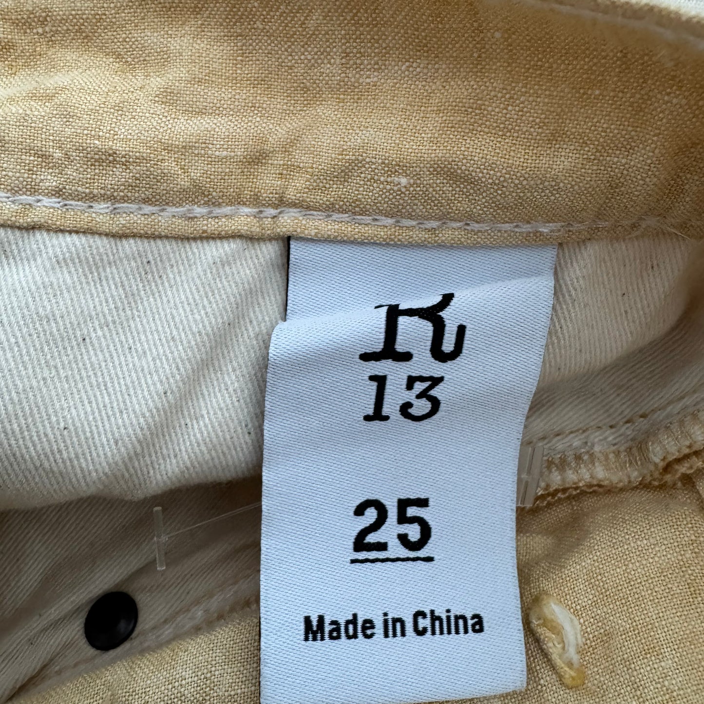 R13 "Double Loop Venti" Short in "Maize linen chambray", size 25 (fits 26 ish)