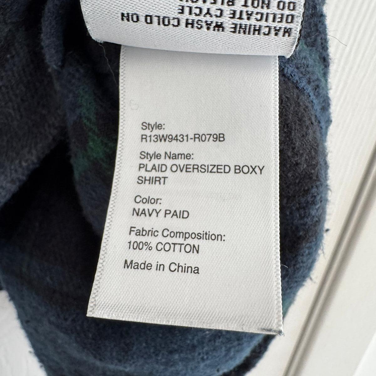 R13 Oversize Plaid Flannel Shirt in Navy, size XS