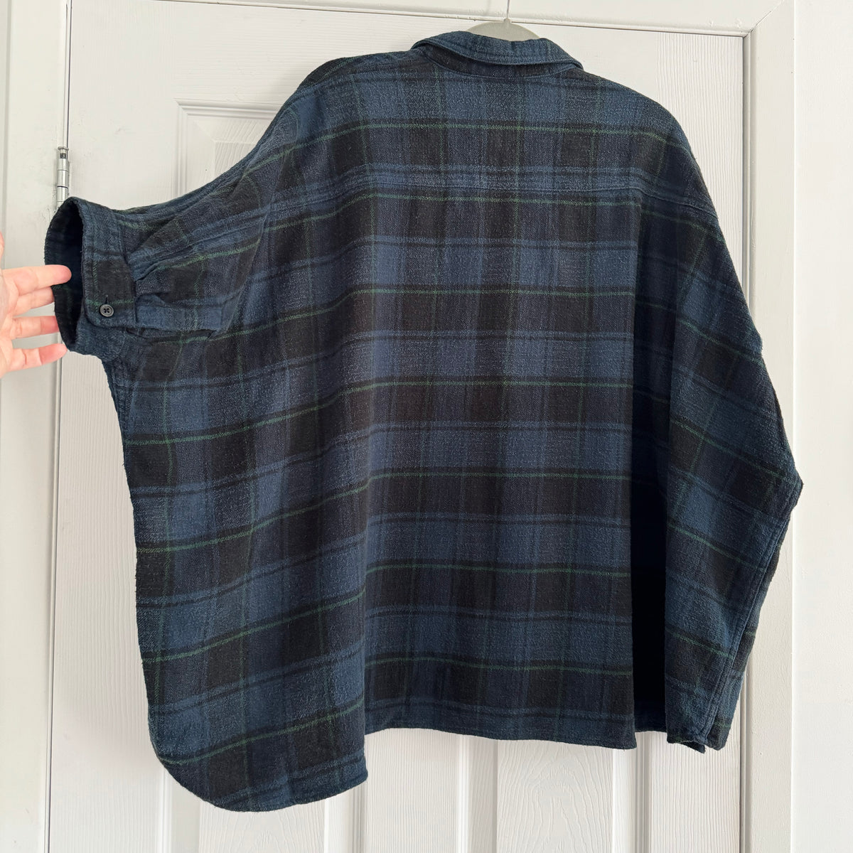 R13 Oversize Plaid Flannel Shirt in Navy, size XS