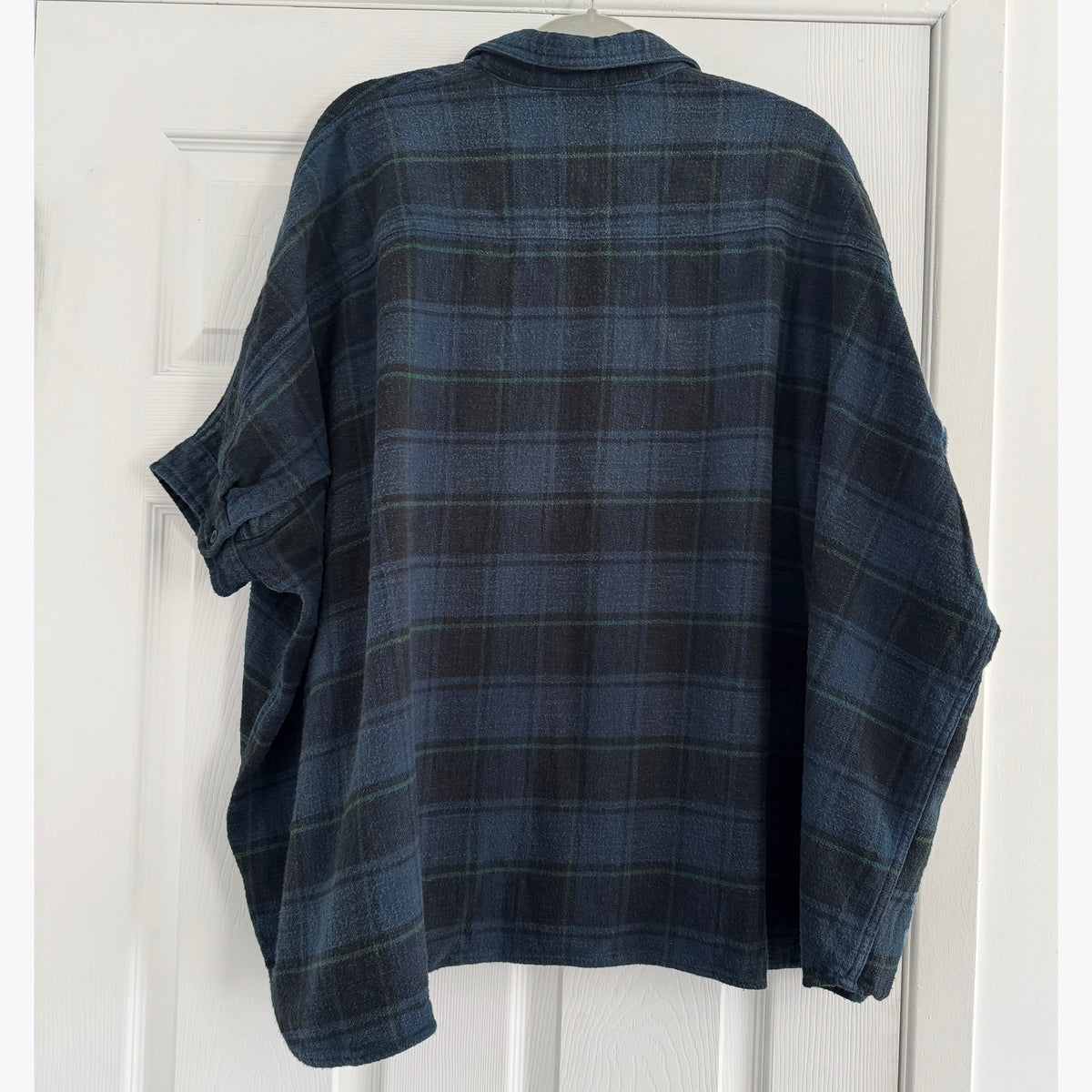 R13 Oversize Plaid Flannel Shirt in Navy, size XS