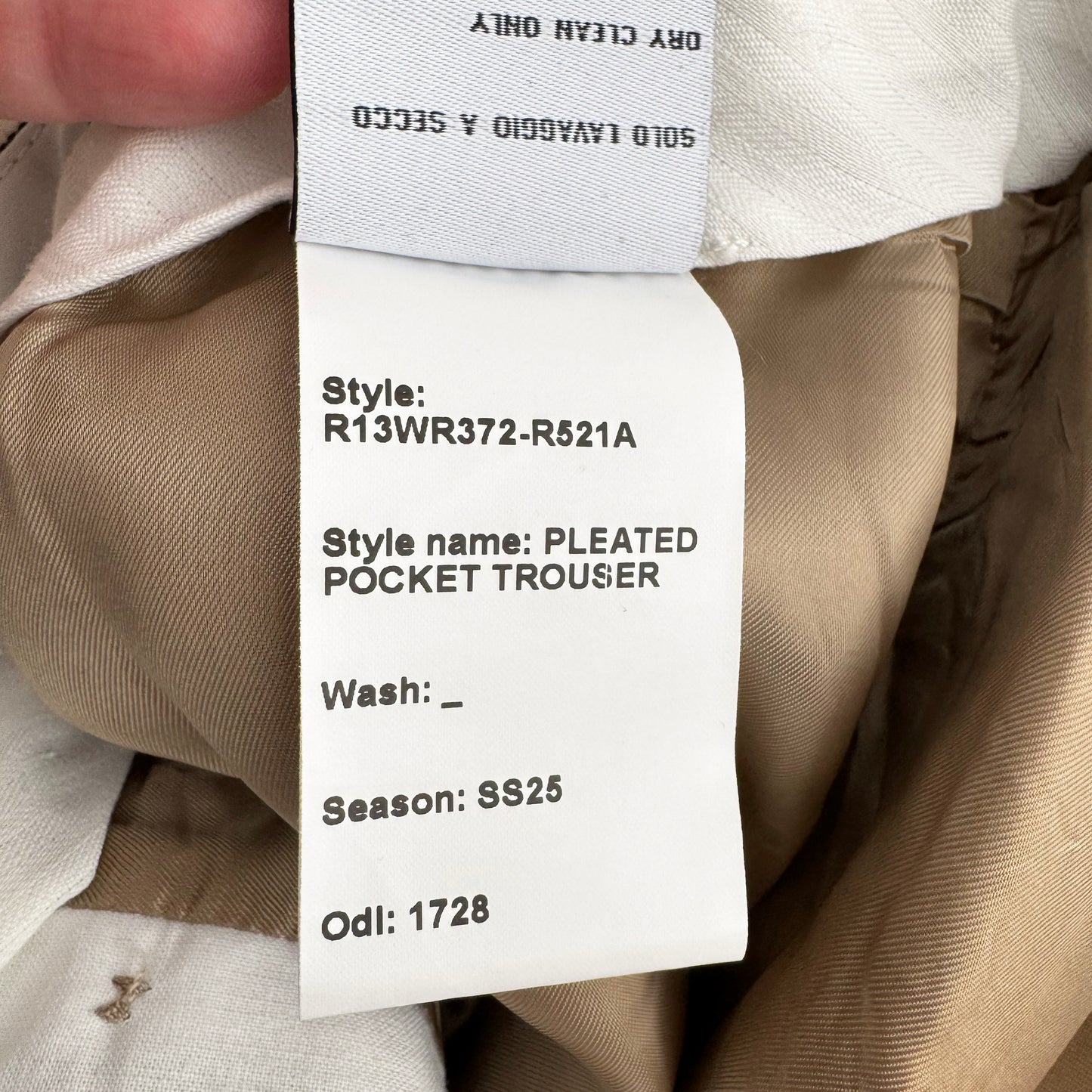 R13 Pleated Pocket Trousers in Brown, size 29