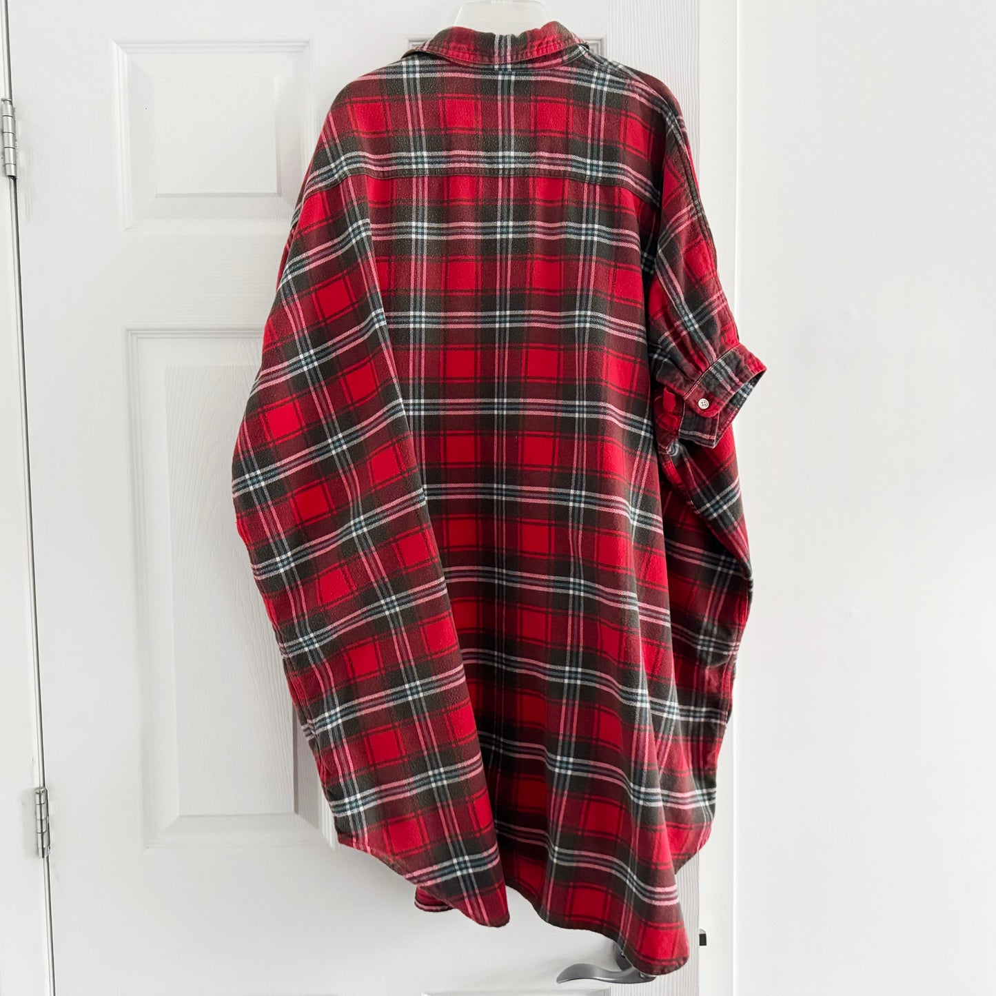 R13 Oversize Plaid Shirtdress in Red, size XXS (fits oversize)