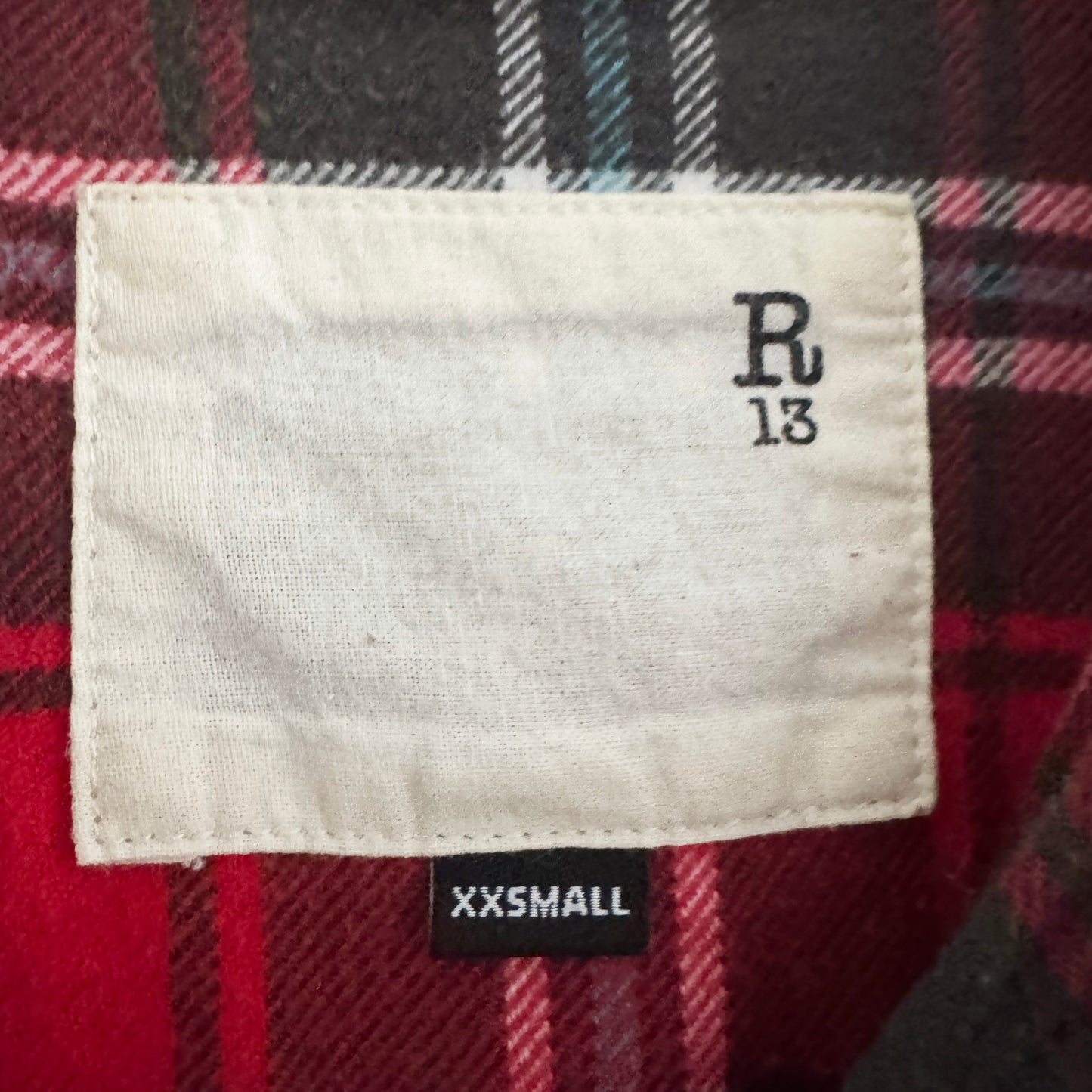 R13 Oversize Plaid Shirtdress in Red, size XXS (fits oversize)