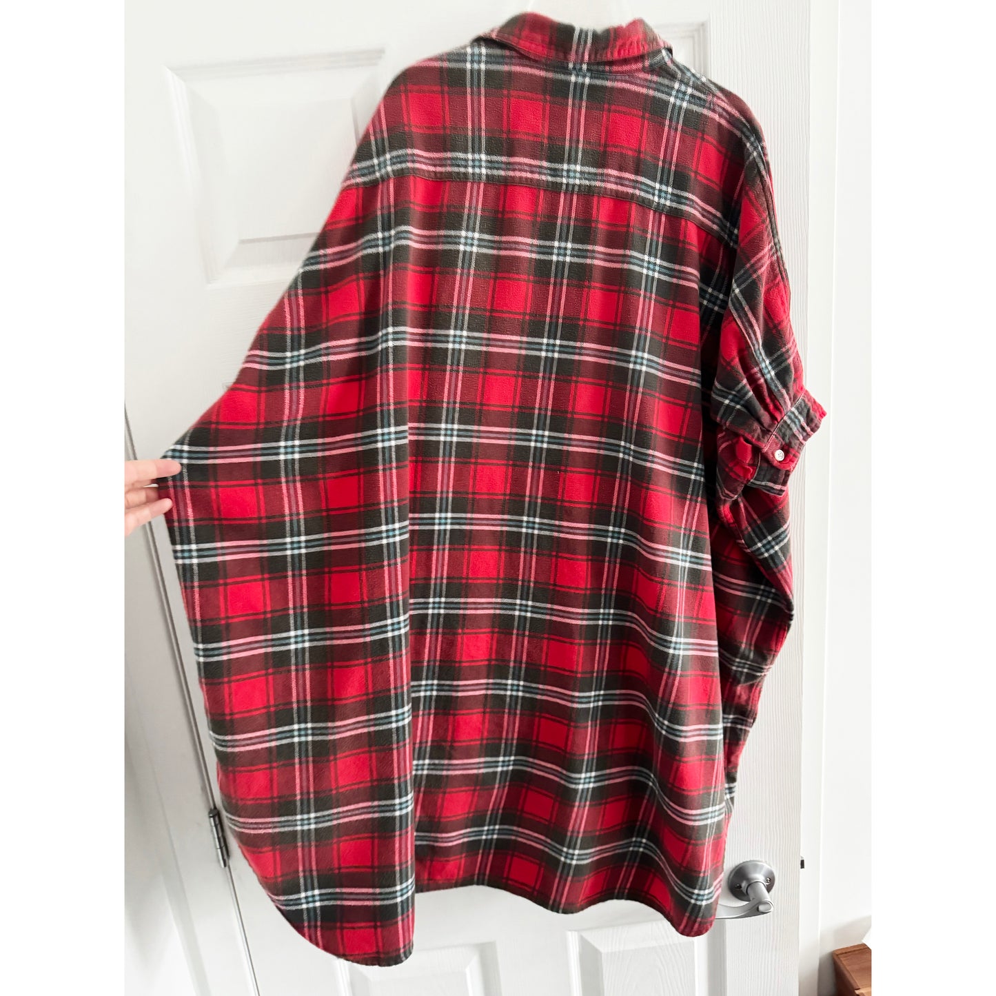R13 Oversize Plaid Shirtdress in Red, size XXS (fits oversize)