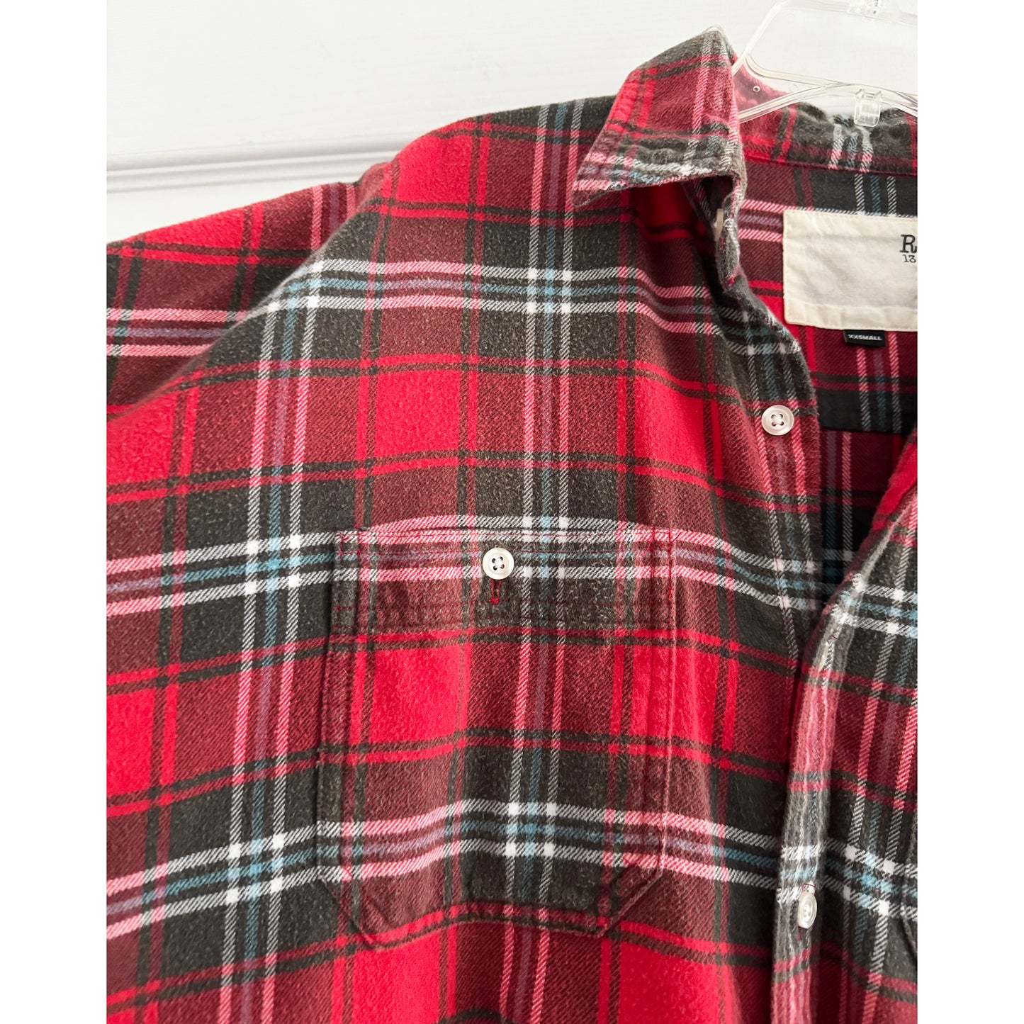 R13 Oversize Plaid Shirtdress in Red, size XXS (fits oversize)