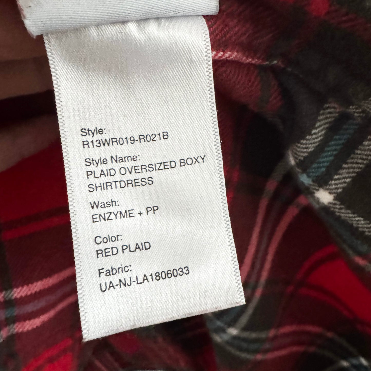R13 Oversize Plaid Shirtdress in Red, size XXS (fits oversize)
