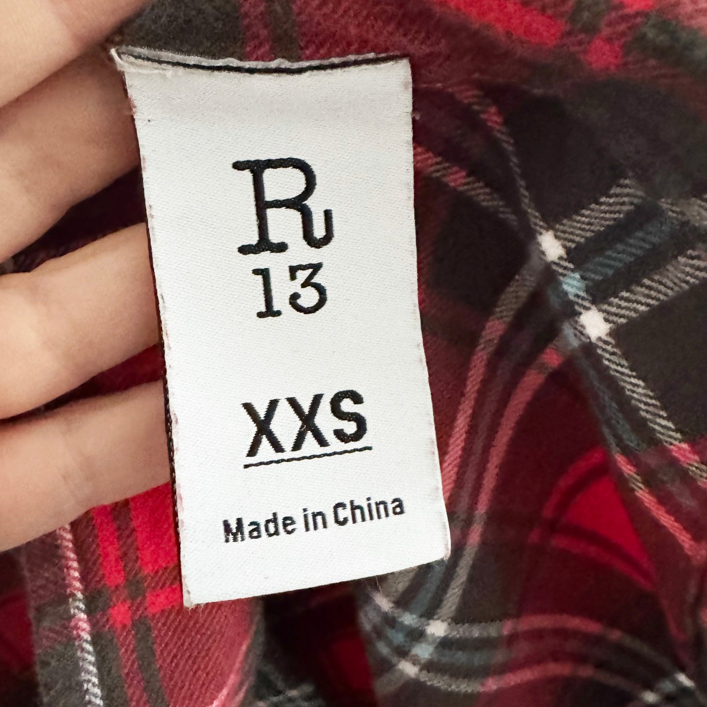 R13 Oversize Plaid Shirtdress in Red, size XXS (fits oversize)