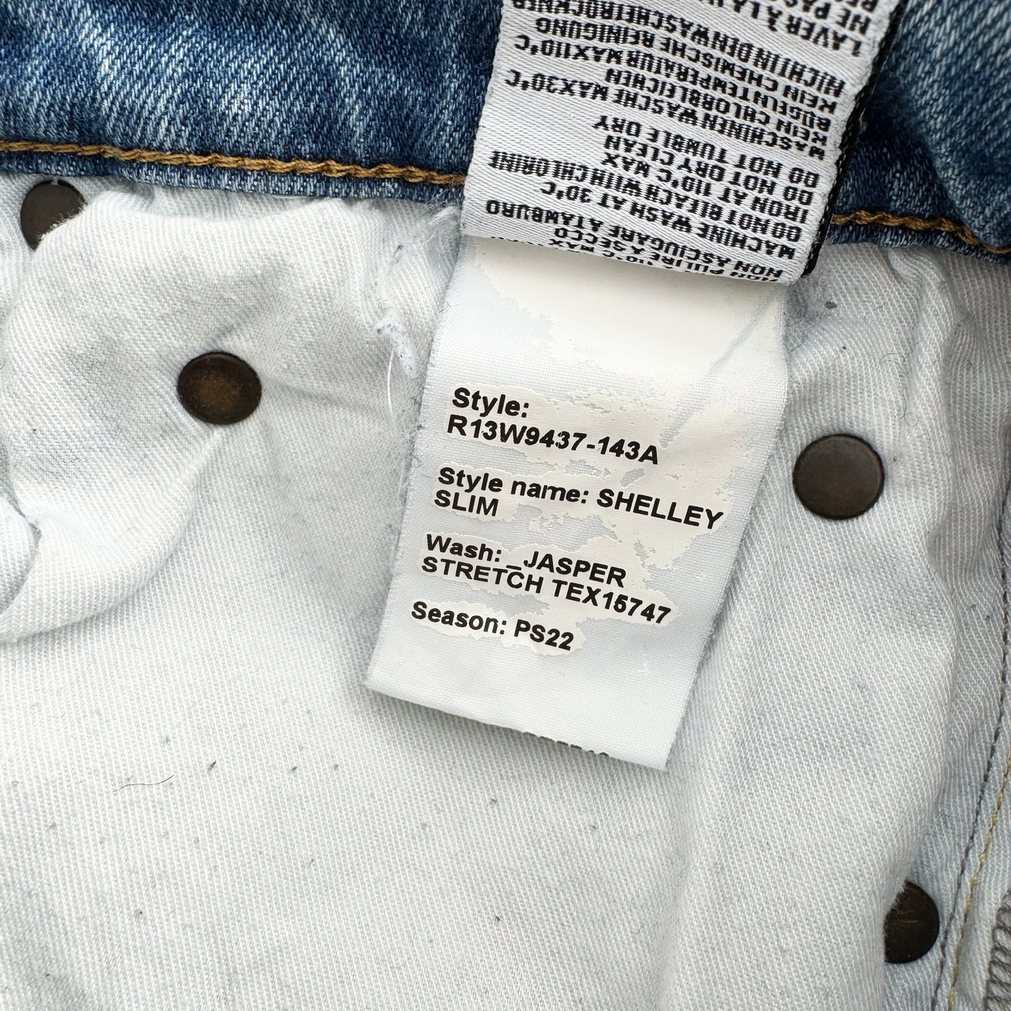 R13 "Shelley Slim" Jeans in Jasper Stretch, size 27 ** as is **