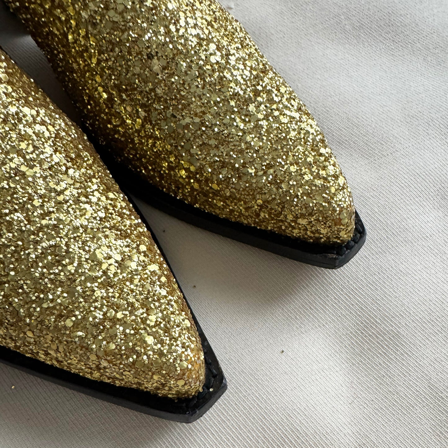 R13 Western Boots in Gold Sequin, size 41