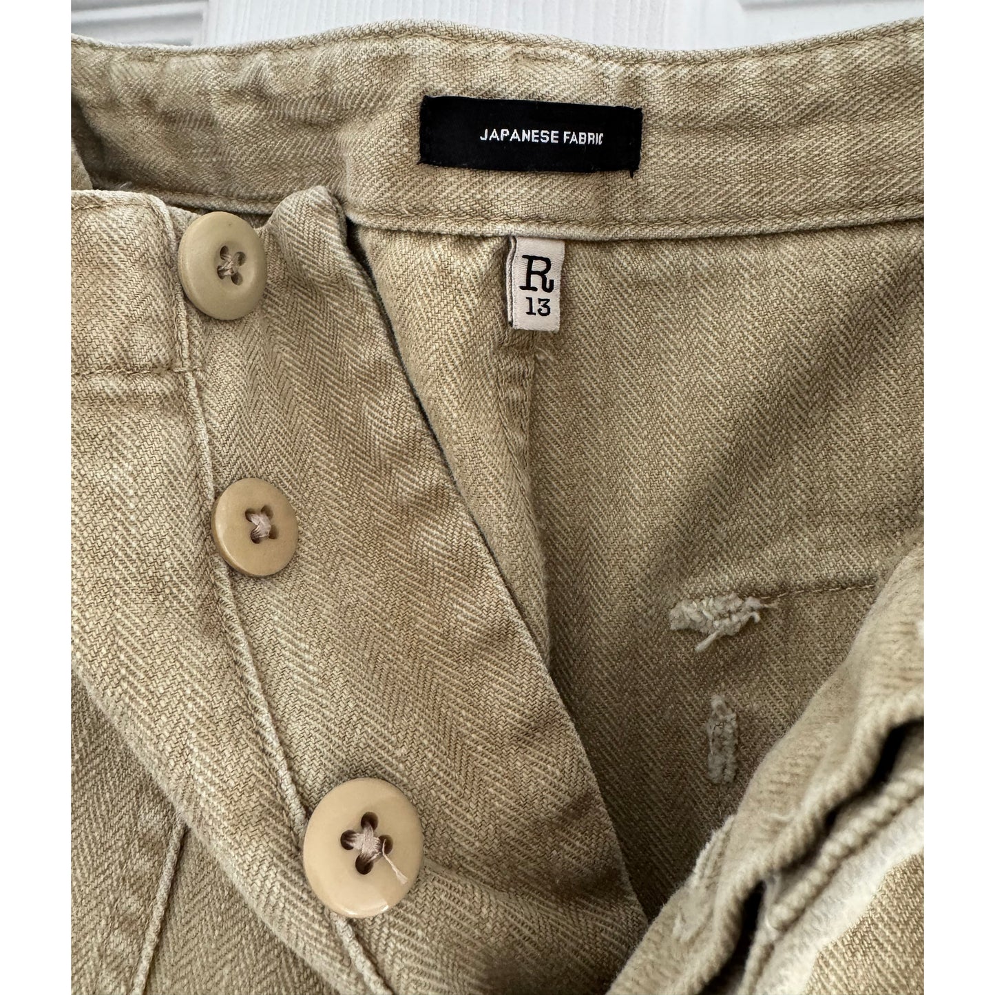 R13 Wide Leg Utility Pants in Beige, size 26