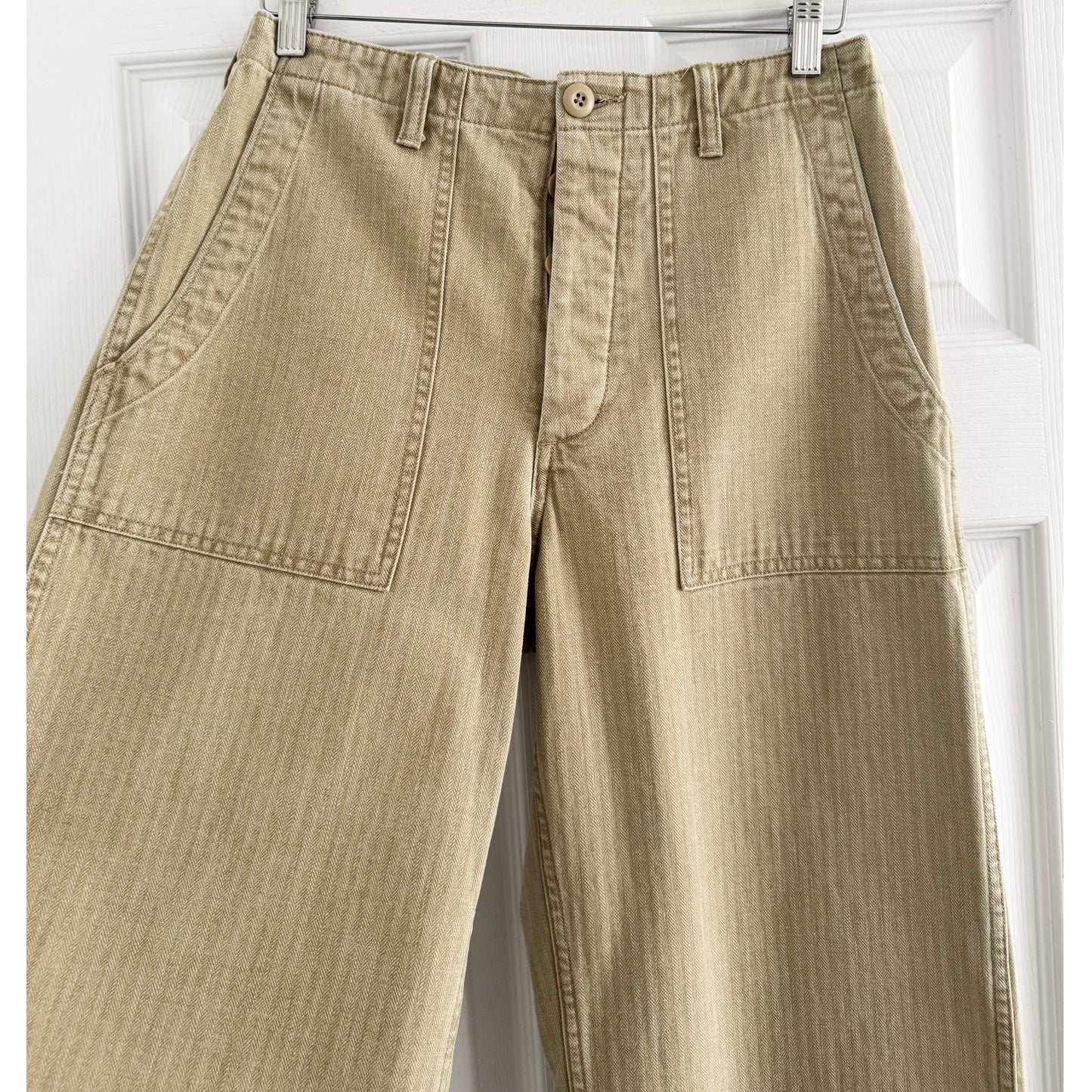 R13 Wide Leg Utility Pants in Beige, size 26